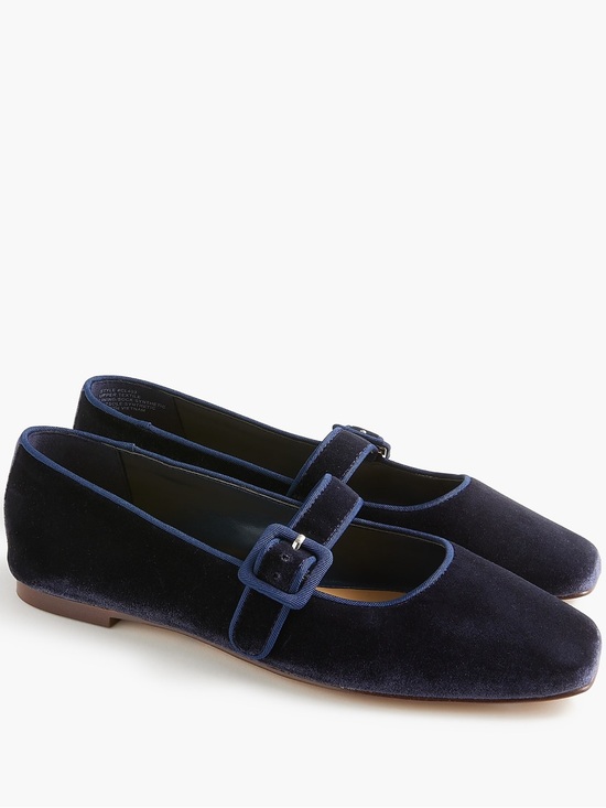 J. Crew Shoes - J. Crew Navy Velvet Mary Jane Flats with Buckle Strap